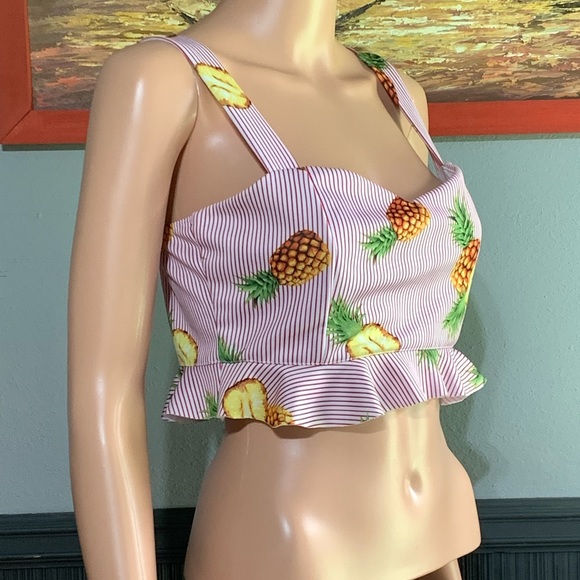 Forever 21 Pineapple Crop Top SZ-L - Picture 2 of 4